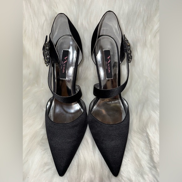 Nina Black Stiletto Heels Classic Pump Style - Picture 1 of 12
